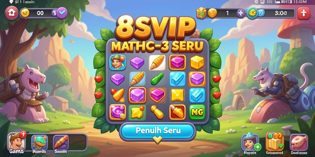 Screenshot dari gameplay seru 8SVIP dengan elemen match-3.