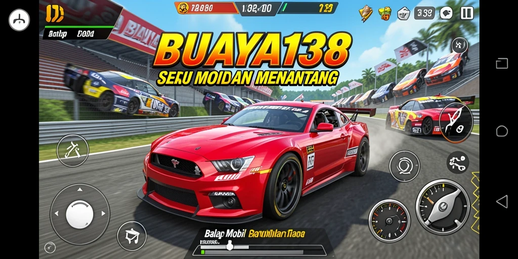 Tangkapan layar gameplay BUAYA138 yang menunjukkan aksi balapan yang intens.