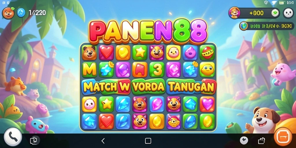 Tampilan permainan Match-3 yang penuh warna dan menantang dari PANEN88.