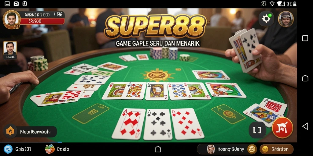 Tampilan aksi seru dalam permainan Gaple SUPER88.